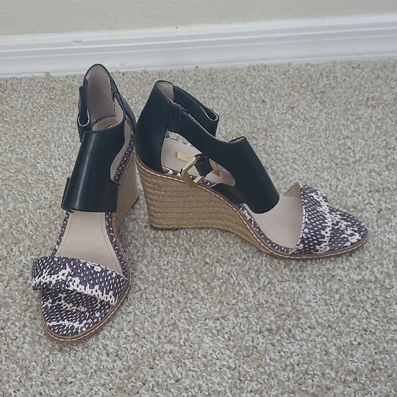Louise et Cie Shoes - Louise et Cie Black and Brown Espadrille Wedges